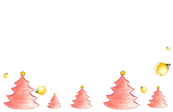 Fondo de año nuevo, ilustración navideña dibujada a mano —  Fotos de Stock