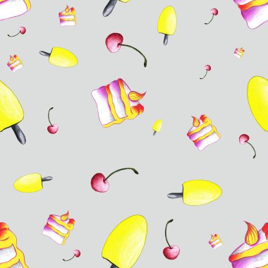 Tatlılar, kekler ve meyvelerle kusursuz desen