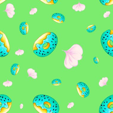 Tatlılar, kekler ve meyvelerle kusursuz desen