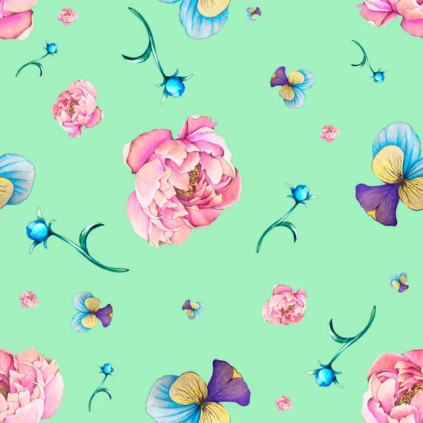 Naadloos bloemenpatroon, achtergrond met bloemen — Stockfoto