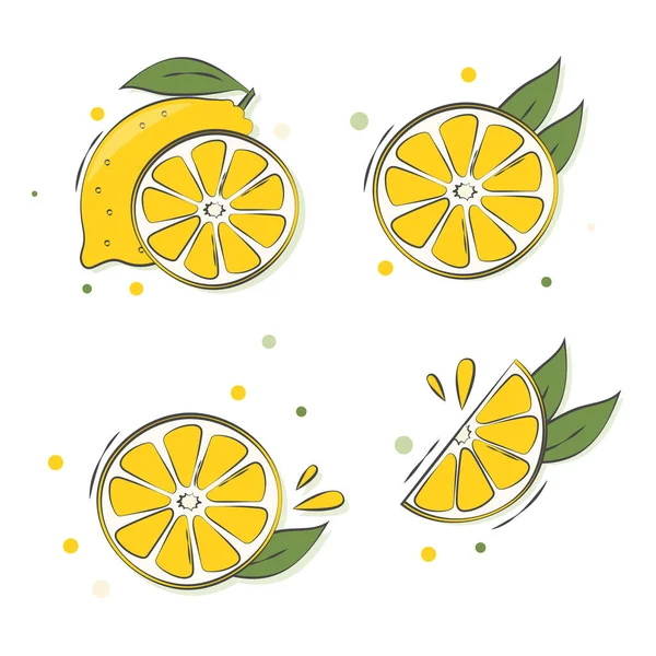Ilustrasi Vektor Lemon Gaya Sketch Dengan Latar Belakang Putih Lemon - Stok Vektor
