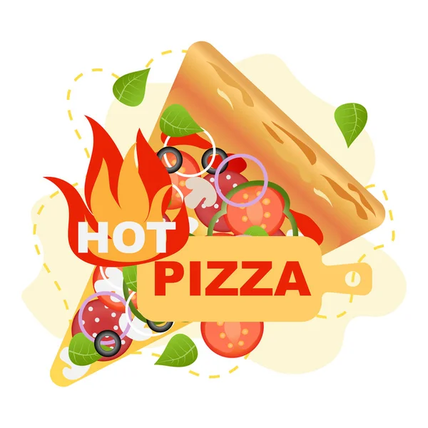 Rustic Hot Pizza Vector Illustration Vector Isolated Vegetable Junk Food — Stock Vector