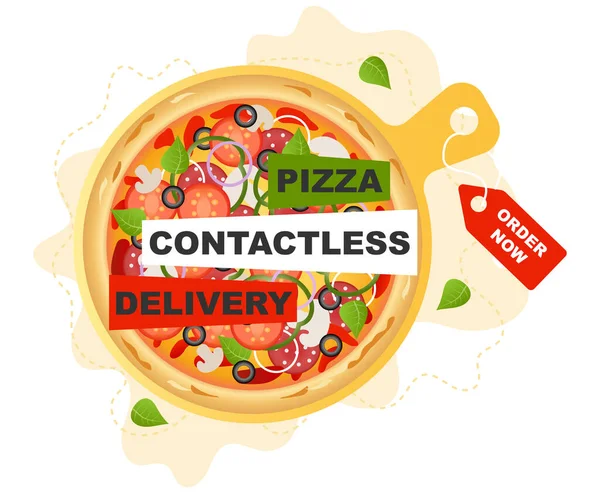 Pizza Contactless Delivery Vector Concept Great Design Any Purposes Flat — Stock Vector