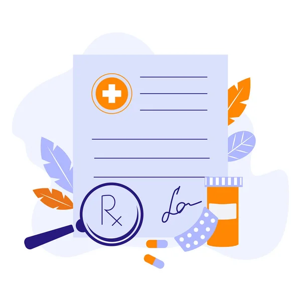 Prescription Paper Vector Concept Illustration Online Prescription Vector Concept Flat — Stock Vector