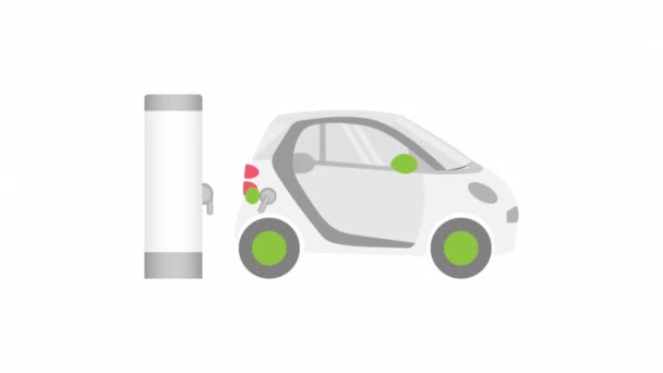 电动车充电动画 电动汽车零排放充电可再生能源 生态电站 绿色能源生态概念 — 图库视频影像