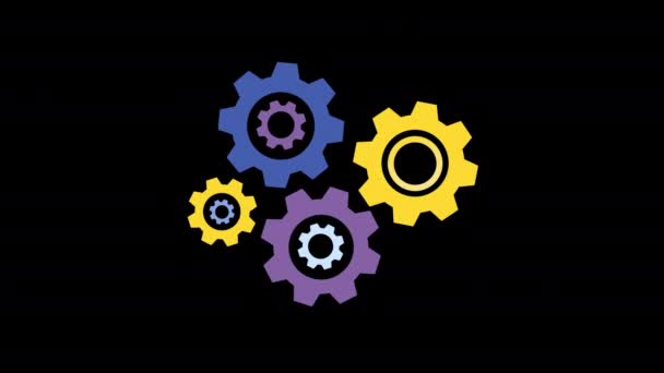 Mechanism Gears Close Rotating Motion Graphic Gears Turning Process Process — Stock Video