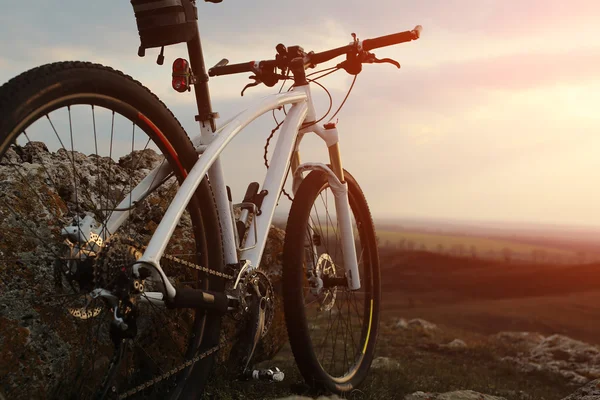 Fiets staat op een rots — Stockfoto