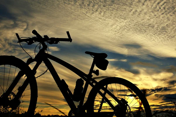 Silueta de una bicicleta en el fondo del cielo . — Foto de Stock