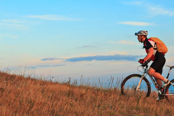 Mountain Bike ciclista equitazione all'aperto — Foto Stock