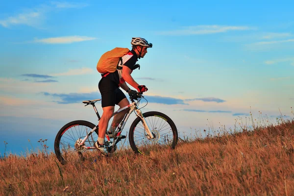 Mountainbike-Fahrer fährt im Freien — Stockfoto