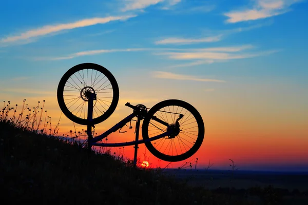 Schöne Szene mit dem Fahrrad bei Sonnenuntergang — Stockfoto