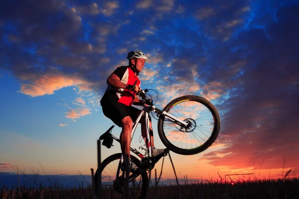 Mountain Bike ciclista a caballo al aire libre — Foto de Stock