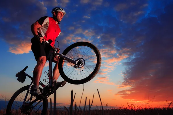 Mountain Bike ciclista equitazione all'aperto — Foto Stock