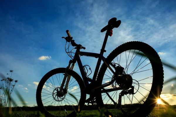夕暮れ時の自転車のシーンをクローズ アップ美しい, — ストック写真