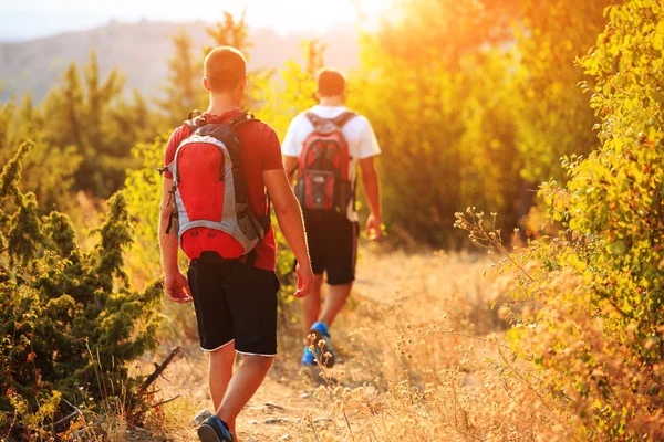 Zwei Backpacker im Sommerberg — Stockfoto