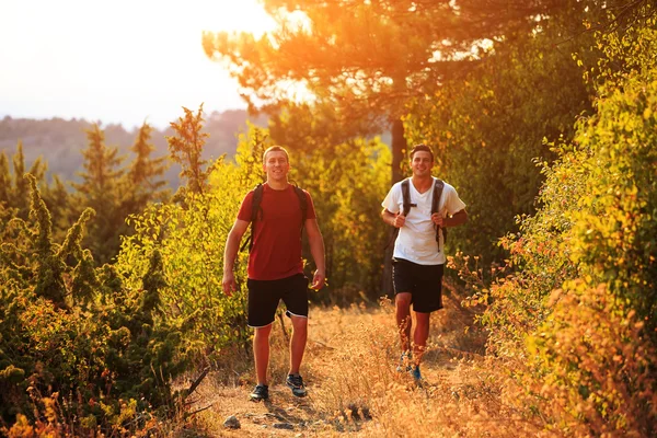 Zwei Backpacker im Sommerberg — Stockfoto