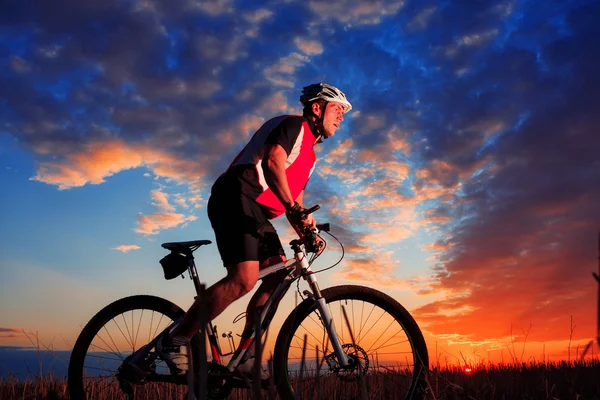 Fahrer in Aktion bei Freestyle Mountainbike Session — Stockfoto