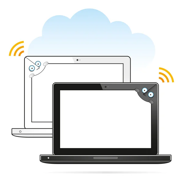 Dizüstü bilgisayar karakterleri beyaz ve siyah