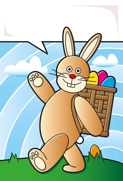 Mutlu Paskalya tavşanı sepet yumurta ile taşıma