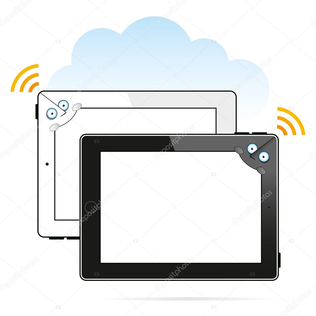 Digital tablet characters white and black