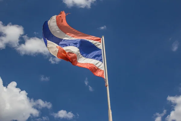 Thai flag of Thailand with blue sky background — Stock Photo, Image