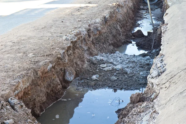 Repairing roads and water pipes in the city, Thailand. — Stock Photo, Image