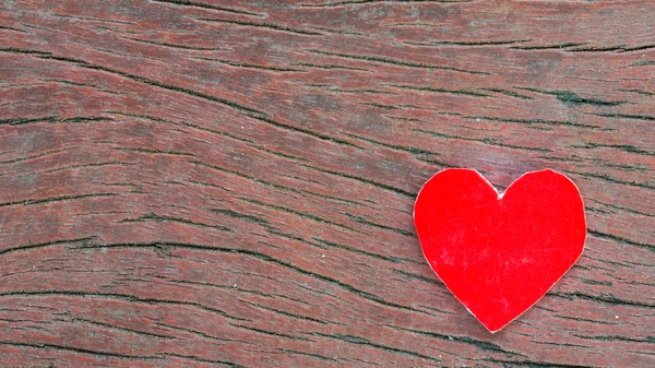 Red heart on wood background — Stock Photo, Image