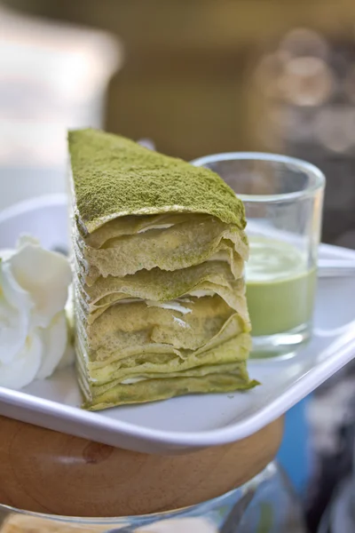 Matcha grønn te ostekake – stockfoto