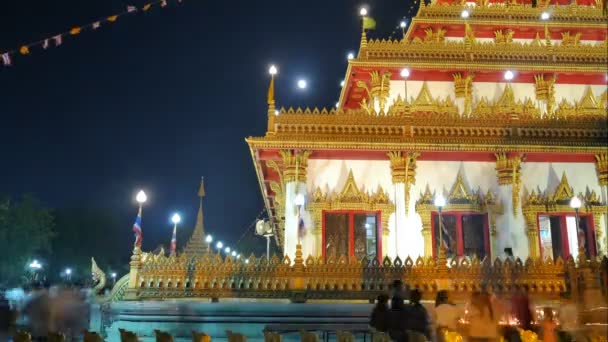 4K. Time Lapse Landmark Luz acenando de vela rito passeio em Wat Nongwaeng , — Vídeo de Stock