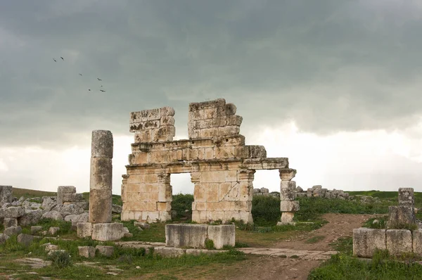 Apamea Sýrie, starobylé zříceniny se slavnou kolonádou před zničením ve válce — Stock fotografie