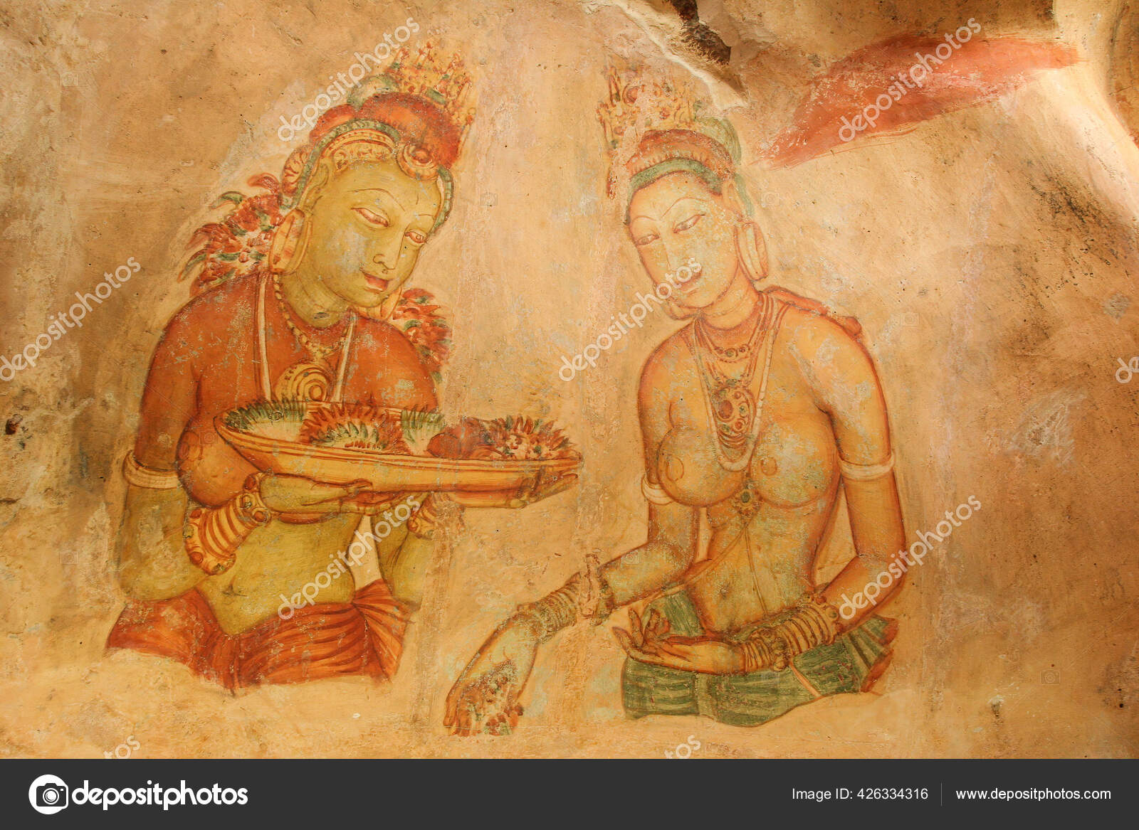 Sigiriya Sri Lanka Murals Rock Paintings Damsels 5th Century Frescoes Stock Photo Image By C Kgbimages