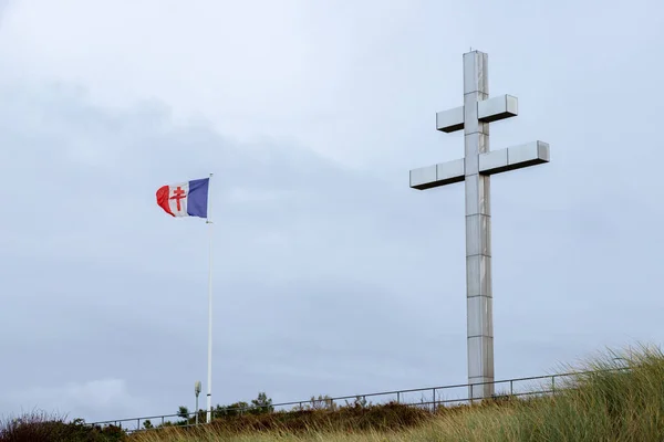 Juno Beach Normandía Francia 10.26.2019 Croix de Lorraine Canadian D Desembarcos — Foto de Stock