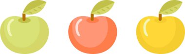 Üç renkli elma seti. Yeşil, pembe ve sarı elma.
