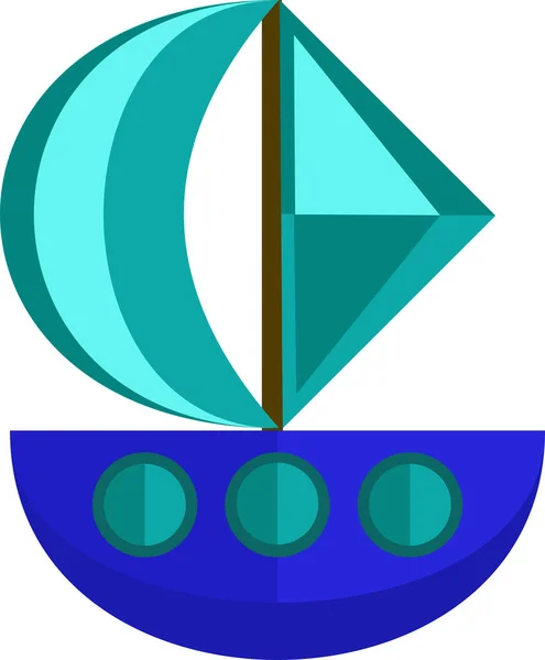 Boot Kinderen Illustratie Blauwe Blauwe Tinten — Stockvector