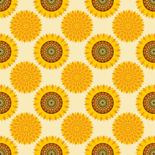 Seamless pattern with yellow flowers of a sunflower with seeds and flowers the Golden sphere. Packaging.