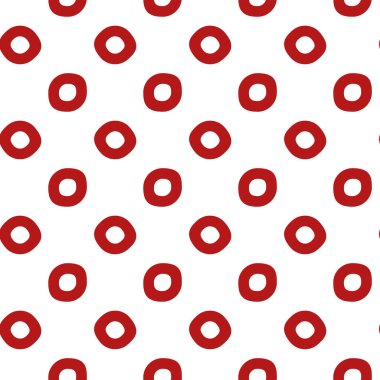 Kırmızı ve beyaz daireler, beyaz arkaplanda noktalar