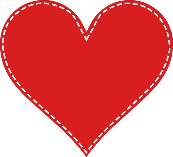 Corazón Rojo Cosido Con Hilos Blancos Corazón Técnica Patchwork — Vector de stock