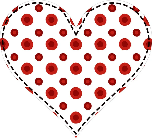 Heart Patchwork Red Polka Dots Red Dots Pattern — Stock Vector