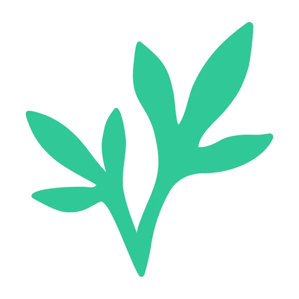 Ikona Botaniczna Dwoma Zielonymi Liśćmi — Wektor stockowy