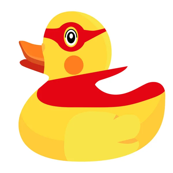 Jouet Bain Canard Caoutchouc Jaune Personnage Super Héros Dans Une — Image vectorielle