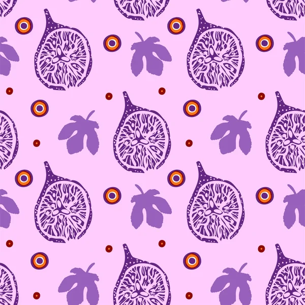 Motif Violet Avec Des Fruits Figuier Des Feuilles Figuier Des — Image vectorielle