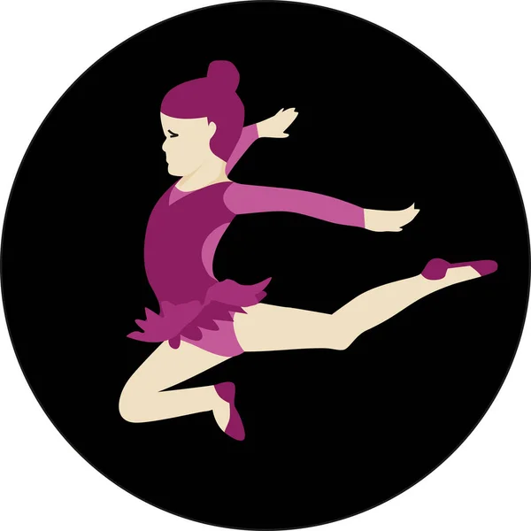 Rytmisk Gymnastik Pige Lyserød Badedragt Ballet Lejligheder Hopper – Stock-vektor