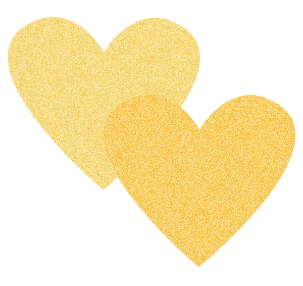 Two Golden Intersecting Hearts White Background — Stock Photo, Image