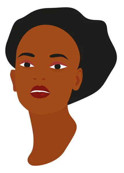 Cabeza Una Mujer Piel Oscura Con Pelo Negro Labios Separados — Vector de stock