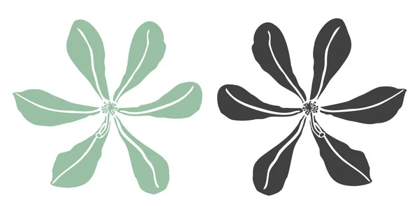 Sex Kronblad Blomma Blå Och Svart — Stock vektor