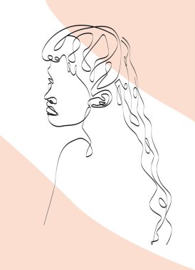 Uzun saçlı bir kadının portresi.