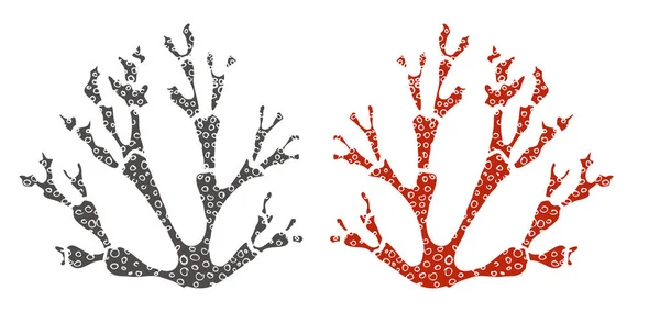 Δύο Κλαδιά Κοραλλιογενών Αποτυπωμάτων Κόκκινο Και Γκρι Λευκό Φόντο — Διανυσματικό Αρχείο