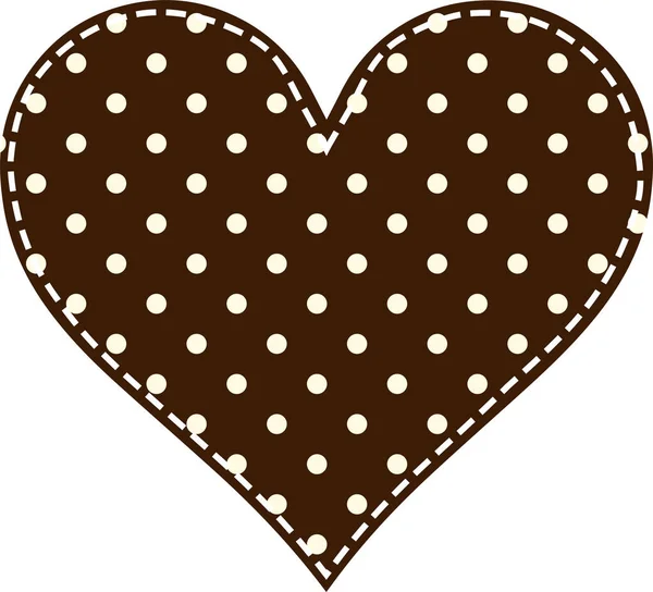 Corazón Técnica Patchwork Lunares Chocolate — Vector de stock