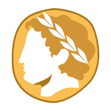 Beyaz arkaplanda profili olan soyut Yunan parası