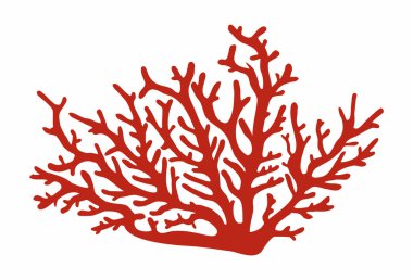 Kırmızı Tropikal çok çiçekli mercan Gorgonacea siluet logo simgesi